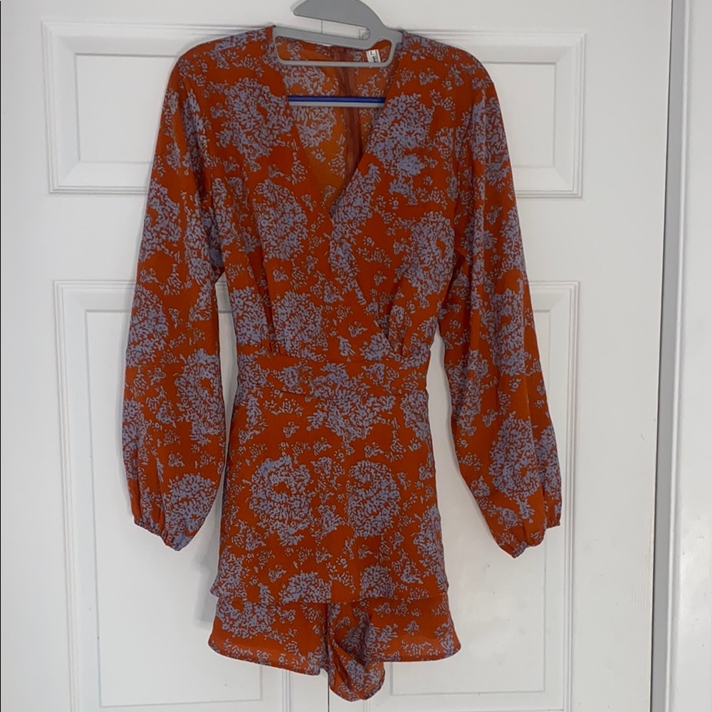 Chico's Orange and Blue Floral Women's Romper